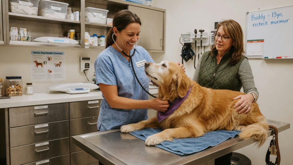 Vet Examining Senior Dog