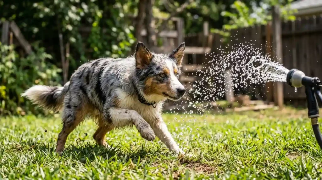 Dog Barking at Sprinklers