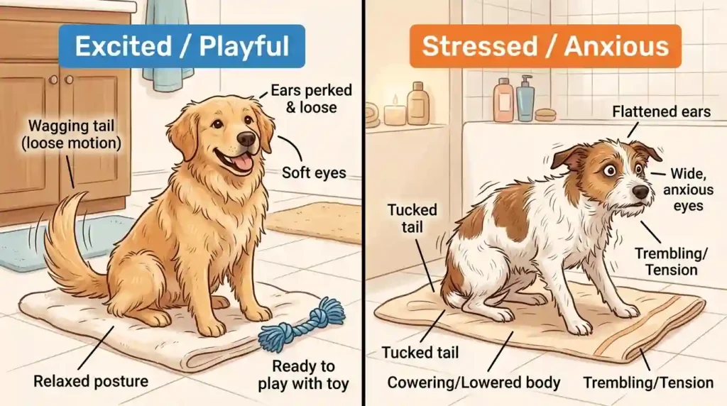 Read Your Dog’s Body Language After a Bath