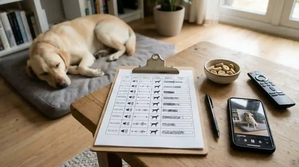 Clipboard with dog training data