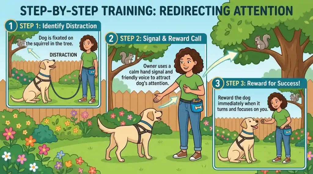 Dog owner redirects dog