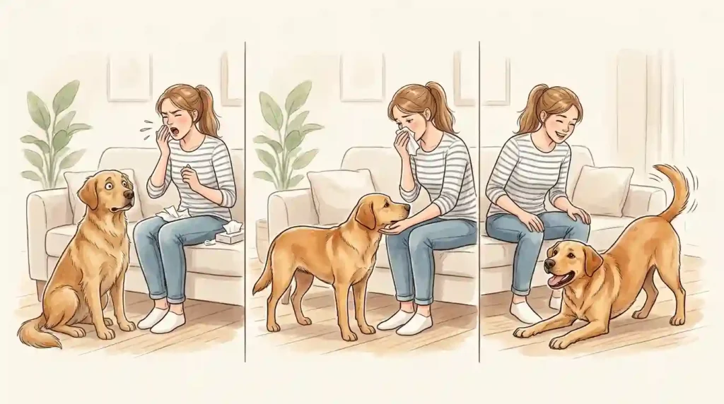Dog reactions to sneezing