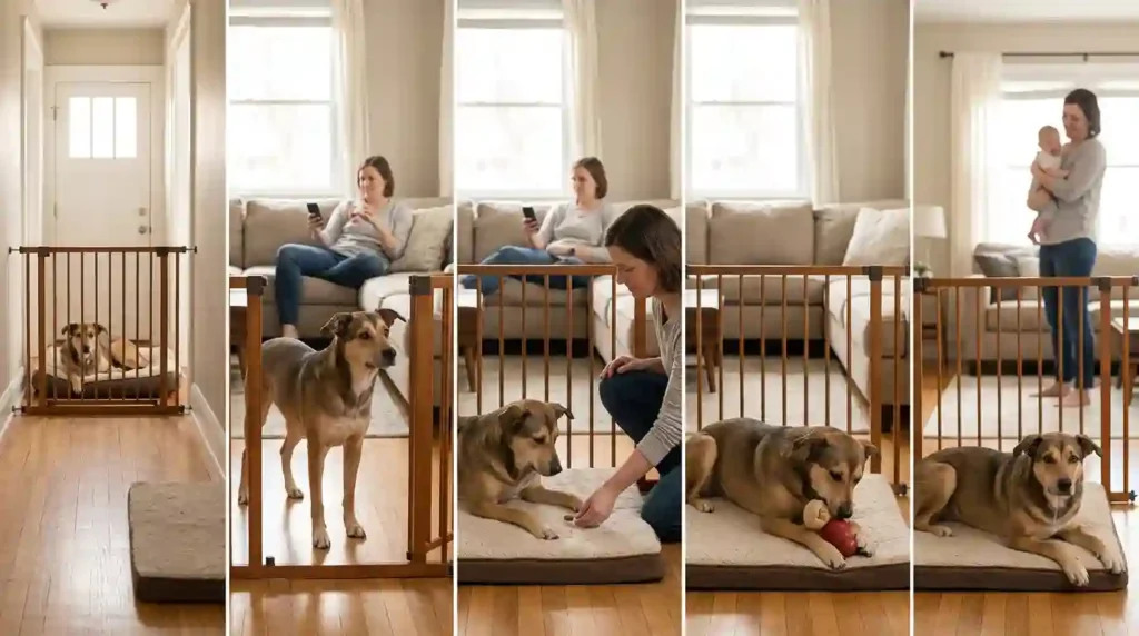 Dog training sequence baby gate