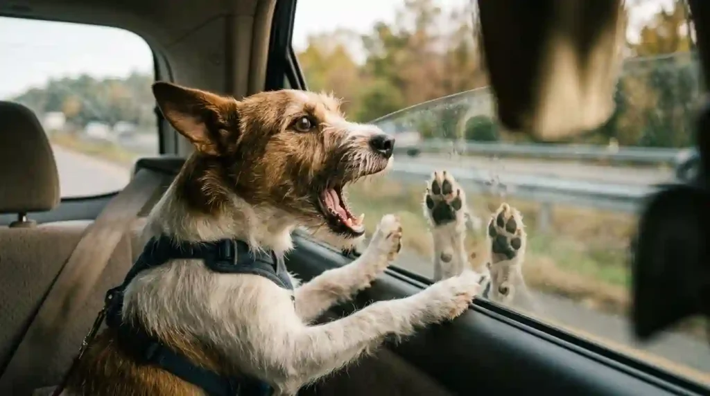 dog barking during car ride