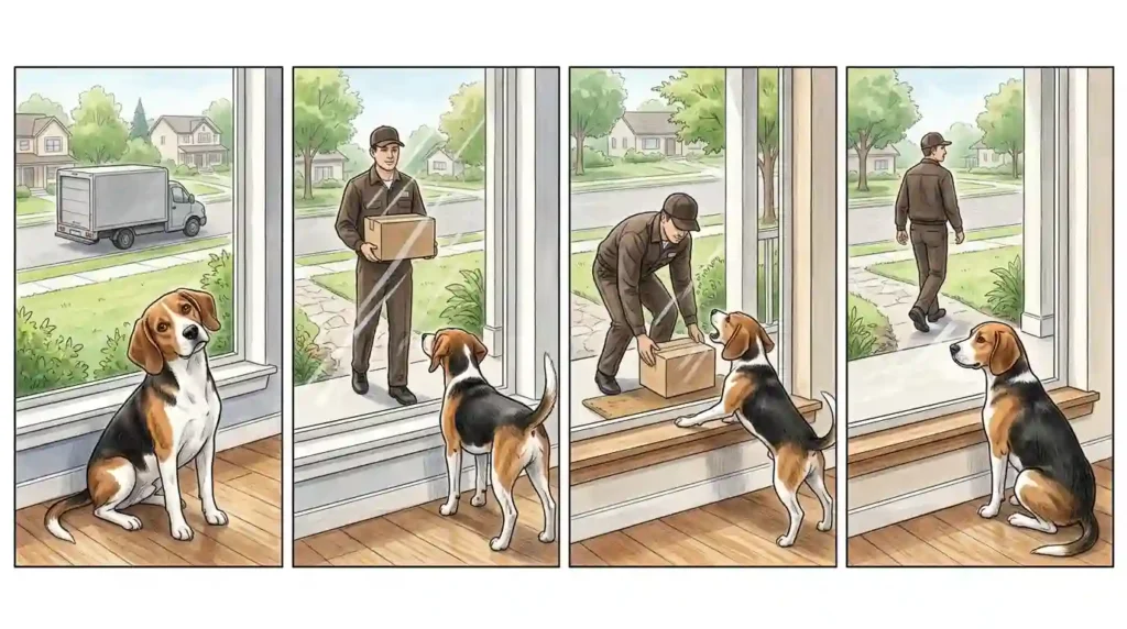 Dog barking at delivery driver