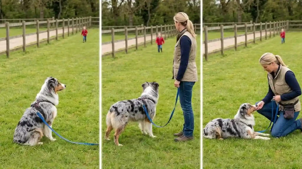 Dog handler redirects dog
