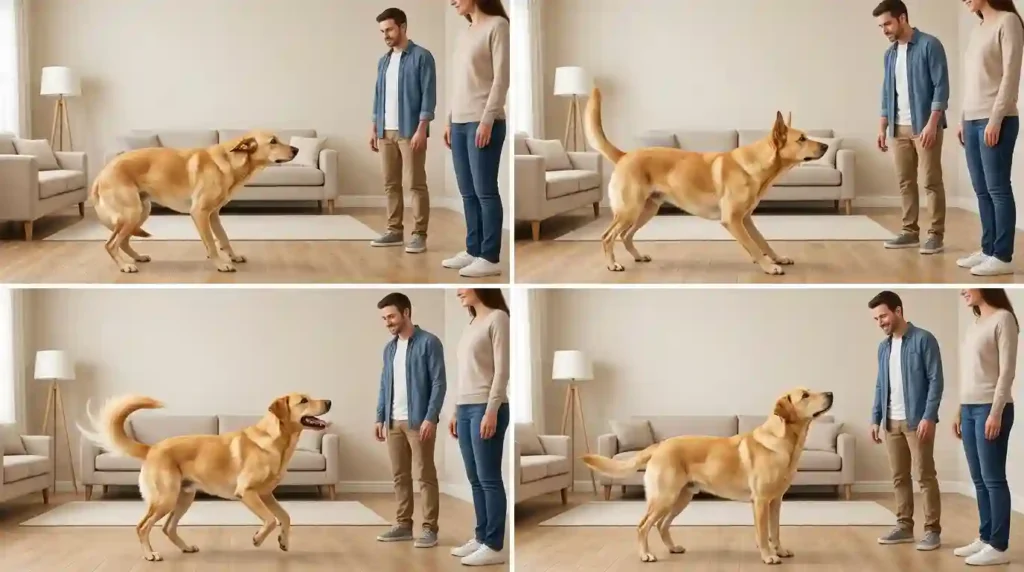 Dog reacting to guest