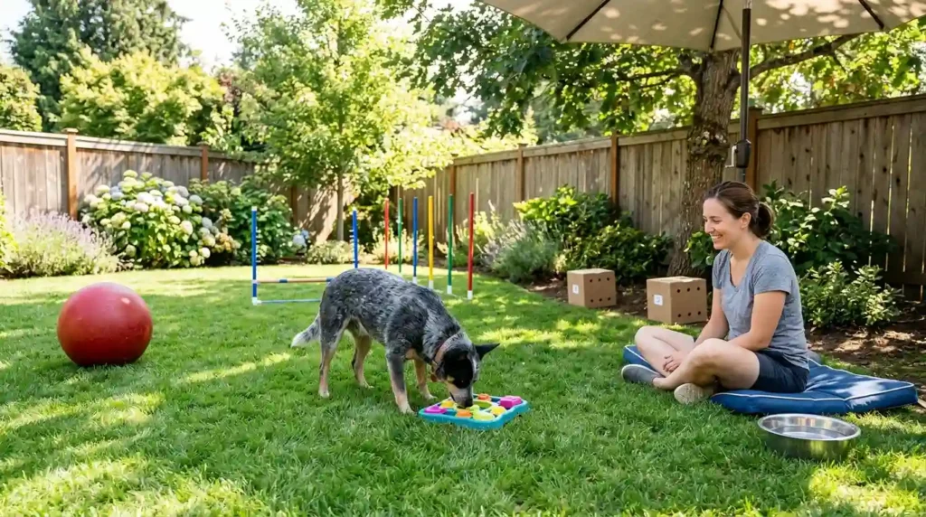 Herding dog enrichment backyard