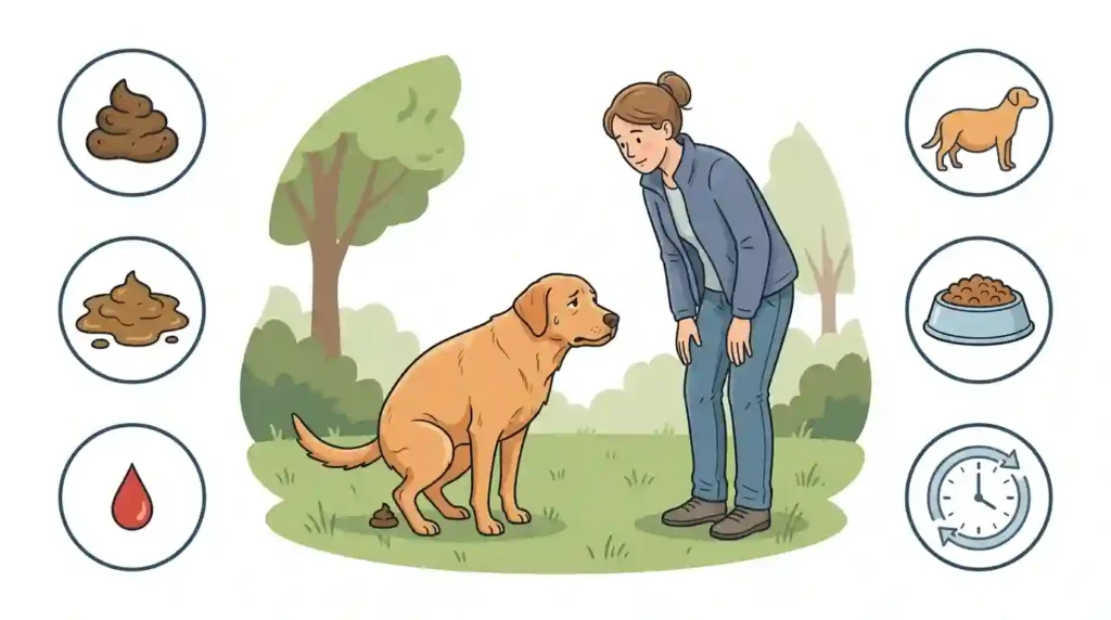Owner observing dog warning signs