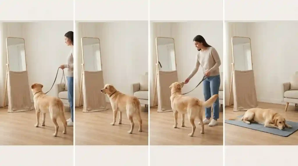 Woman and dog training infographic