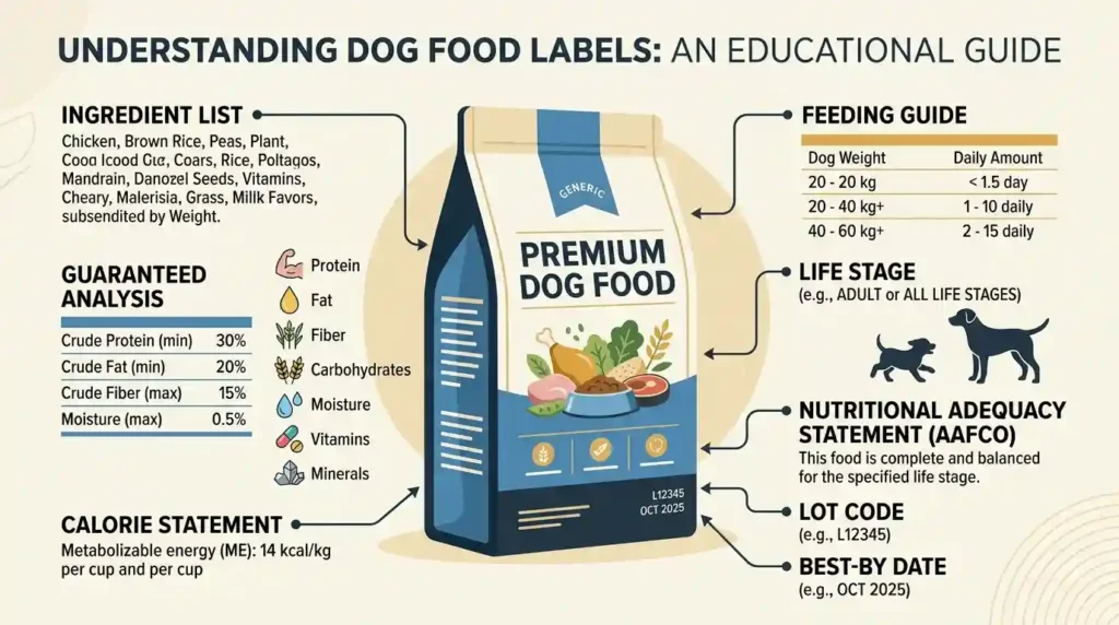 Dog food label infographic design