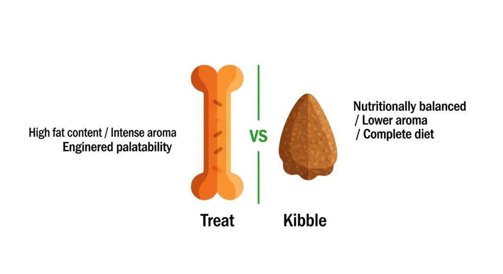 Treats Ruin a Dog's Appetite for Kibble 