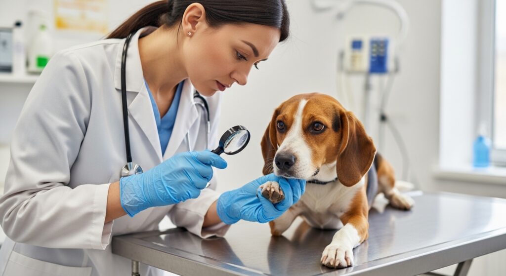 Vet Examining Dog's Paw
