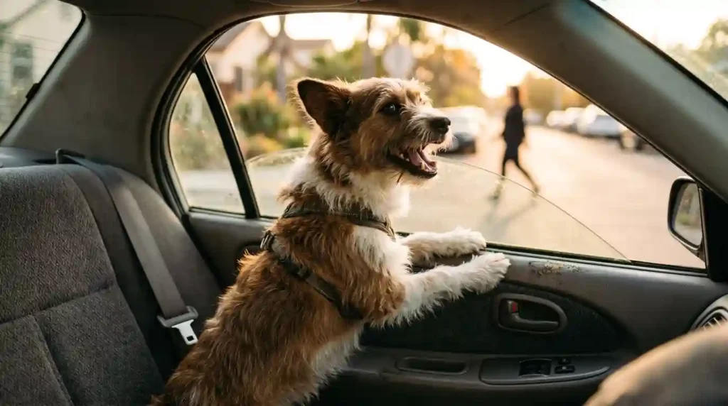 Dog Barking at People Outside the Car Window