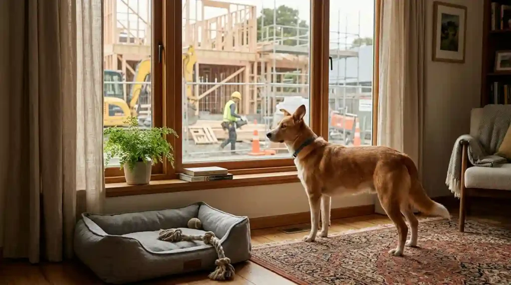 Dog Barking at Construction Sounds Nearby
