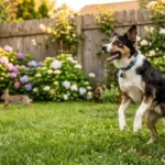 Dog Barking at Rabbits or Squirrels in the Garden