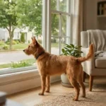 Dog barking at people jogging past the house