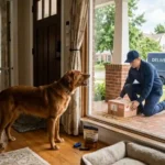 dog barking at delivery drivers