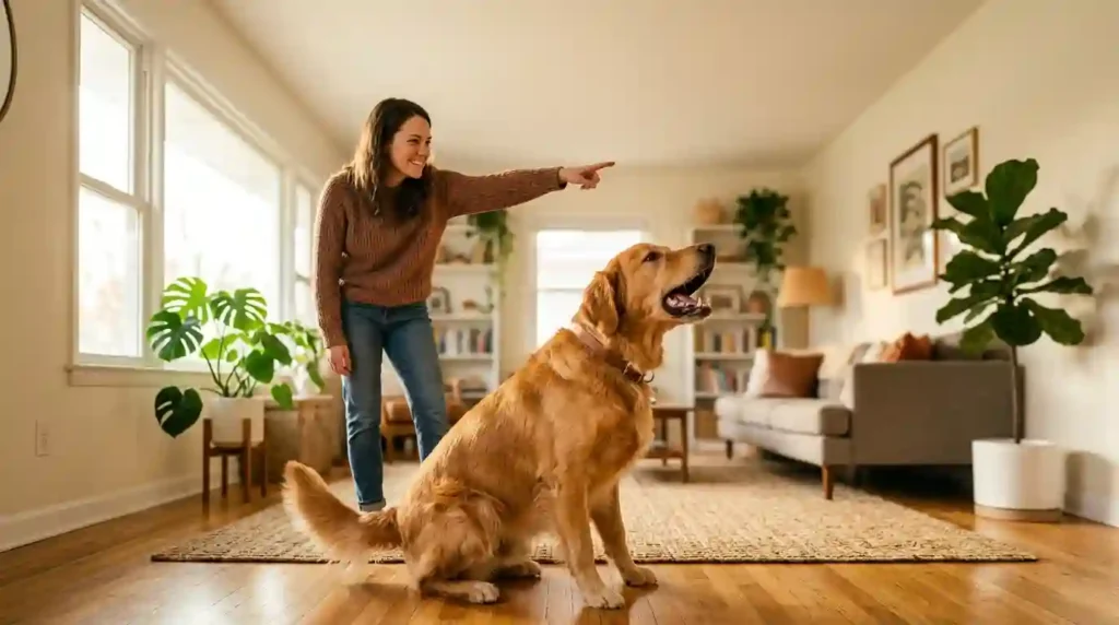 why does my dog bark when I point at something